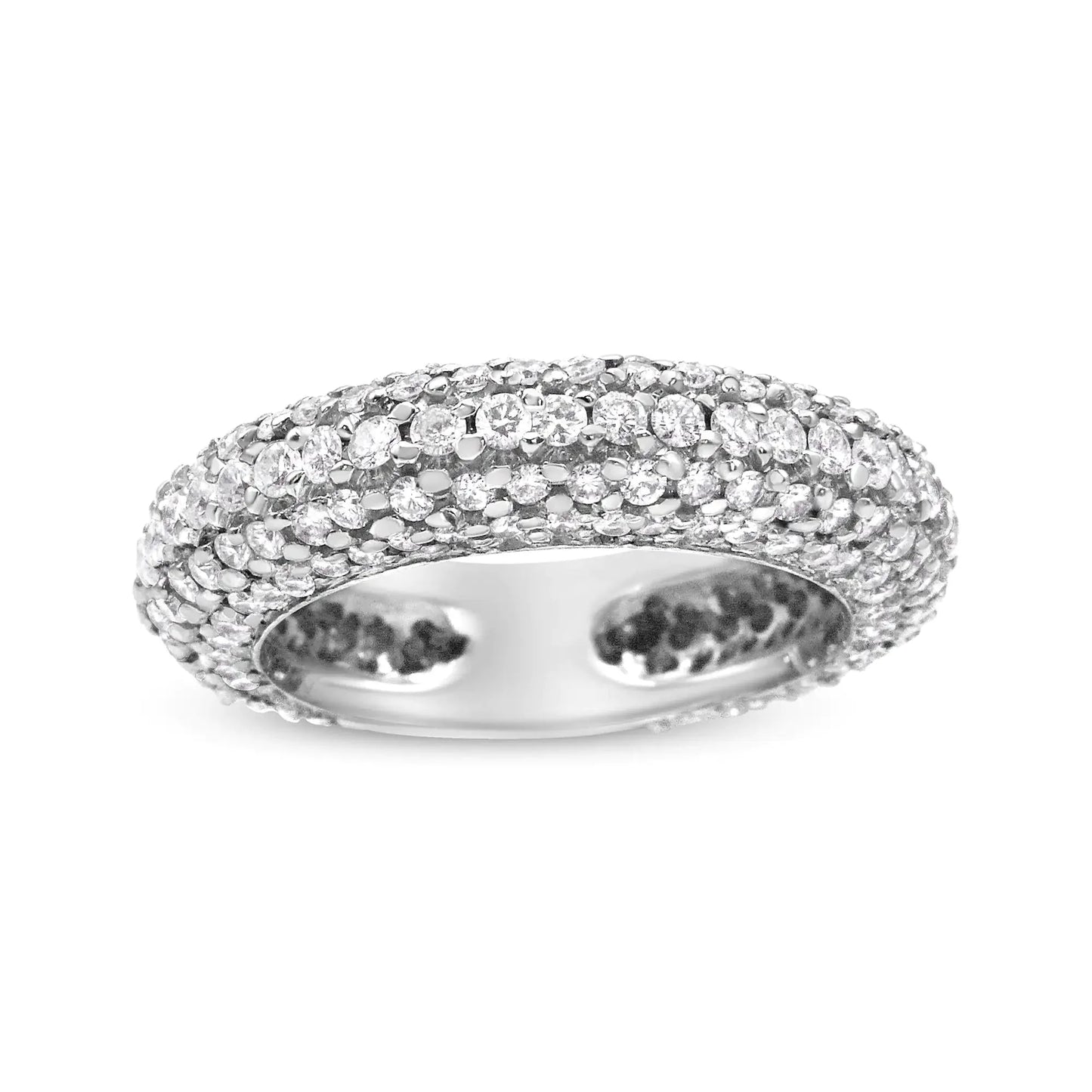 Anillo de banda de diamantes en racimo de corte redondo de 14K oro blanco 2 1/2 Cttw