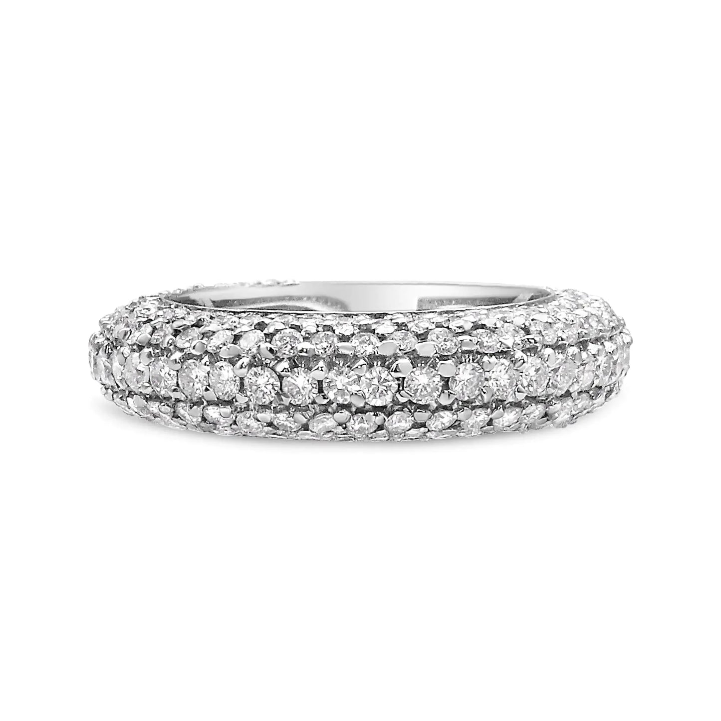 Anillo de banda de diamantes en racimo de corte redondo de 14K oro blanco 2 1/2 Cttw