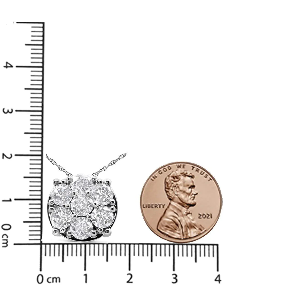 Pendentif en diamant floral en or blanc 14K