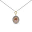 14K White Gold Triple Halo Fancy Colored Diamond Pendant Necklace