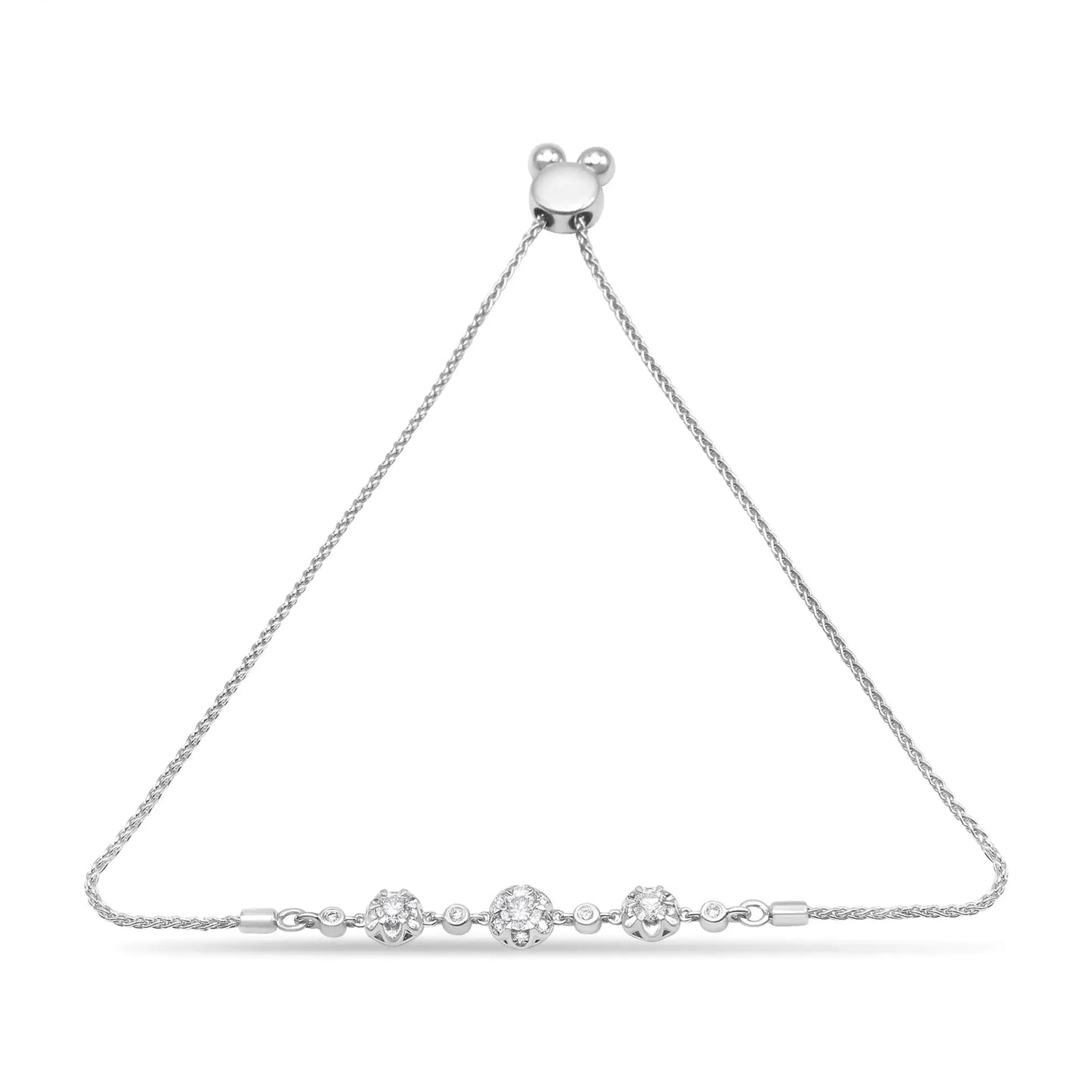 14K White Gold Adjustable Diamond Bolo Bracelet