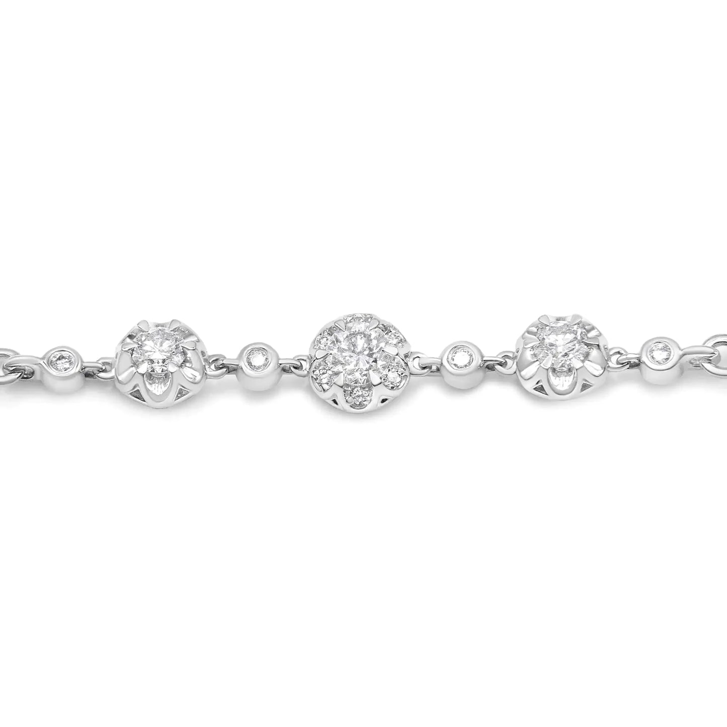 14K White Gold Adjustable Diamond Bolo Bracelet