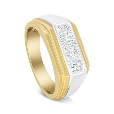 14K Yellow and White Gold 1.00 Cttw Diamond Gent's Band - Size 10