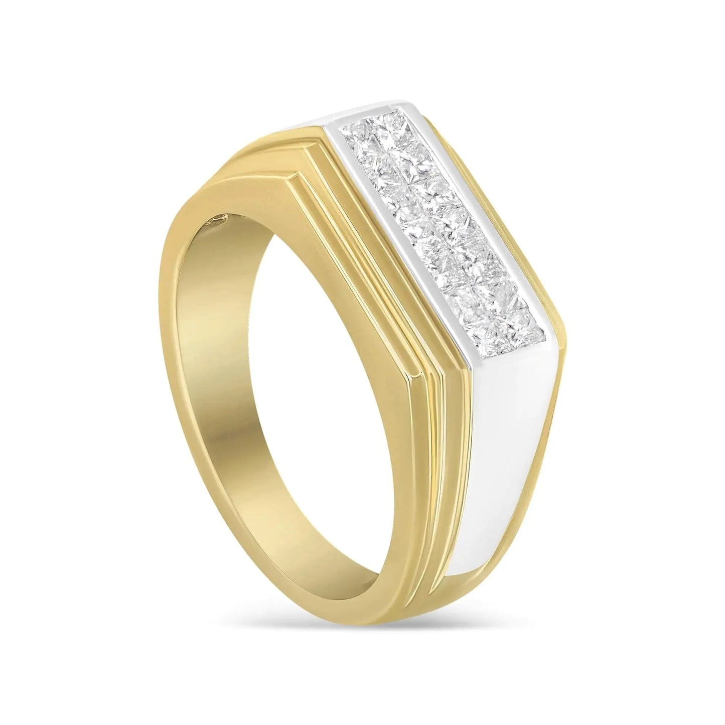 14K Yellow and White Gold 1.00 Cttw Diamond Gent's Band - Size 10