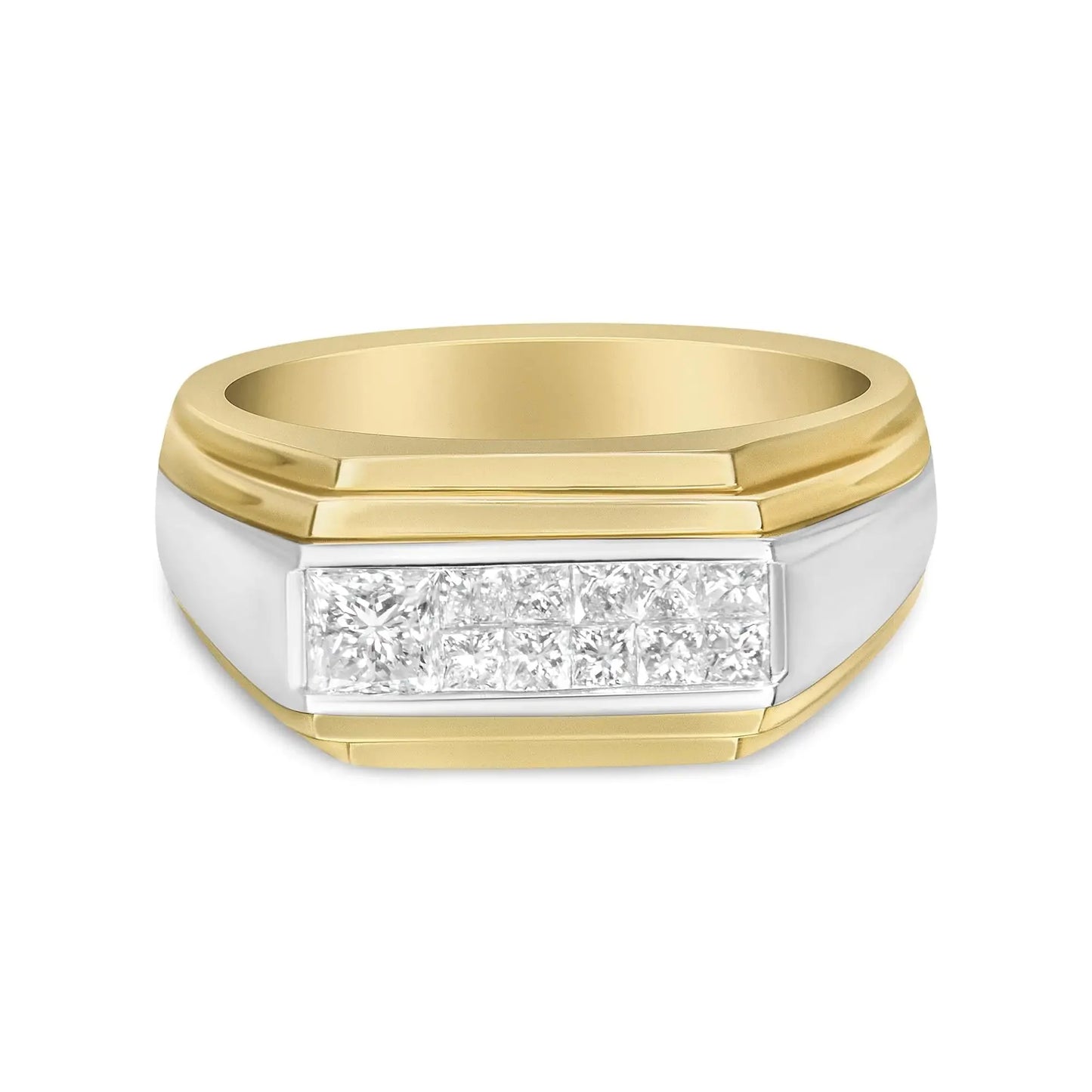 14K Yellow and White Gold 1.00 Cttw Diamond Gent's Band - Size 10