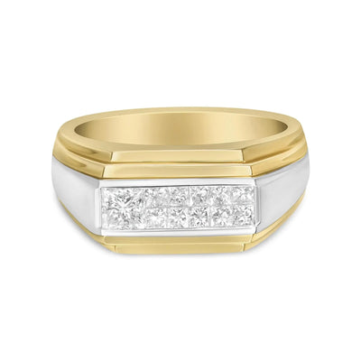 14K Yellow and White Gold 1.00 Cttw Diamond Gent's Band - Size 10