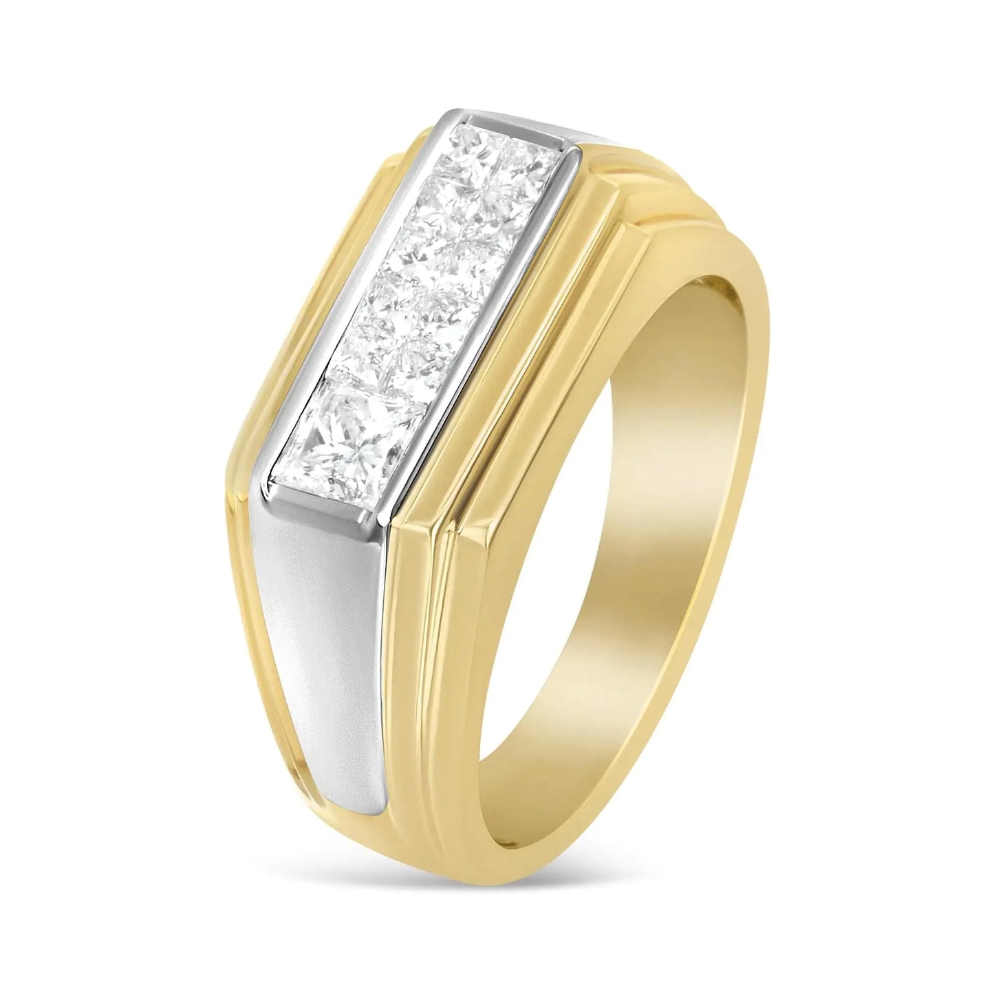 14K Yellow and White Gold 1.00 Cttw Diamond Gent's Band - Size 10