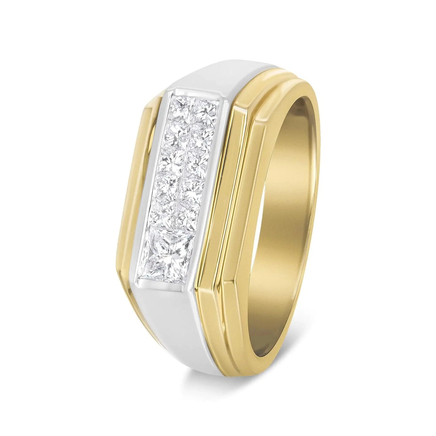 14K Yellow and White Gold 1.00 Cttw Diamond Gent's Band - Size 10