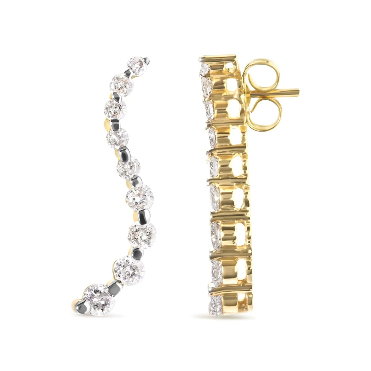 Pendientes de Stud de Diamante en Forma de Viaje de Oro Amarillo de 14K