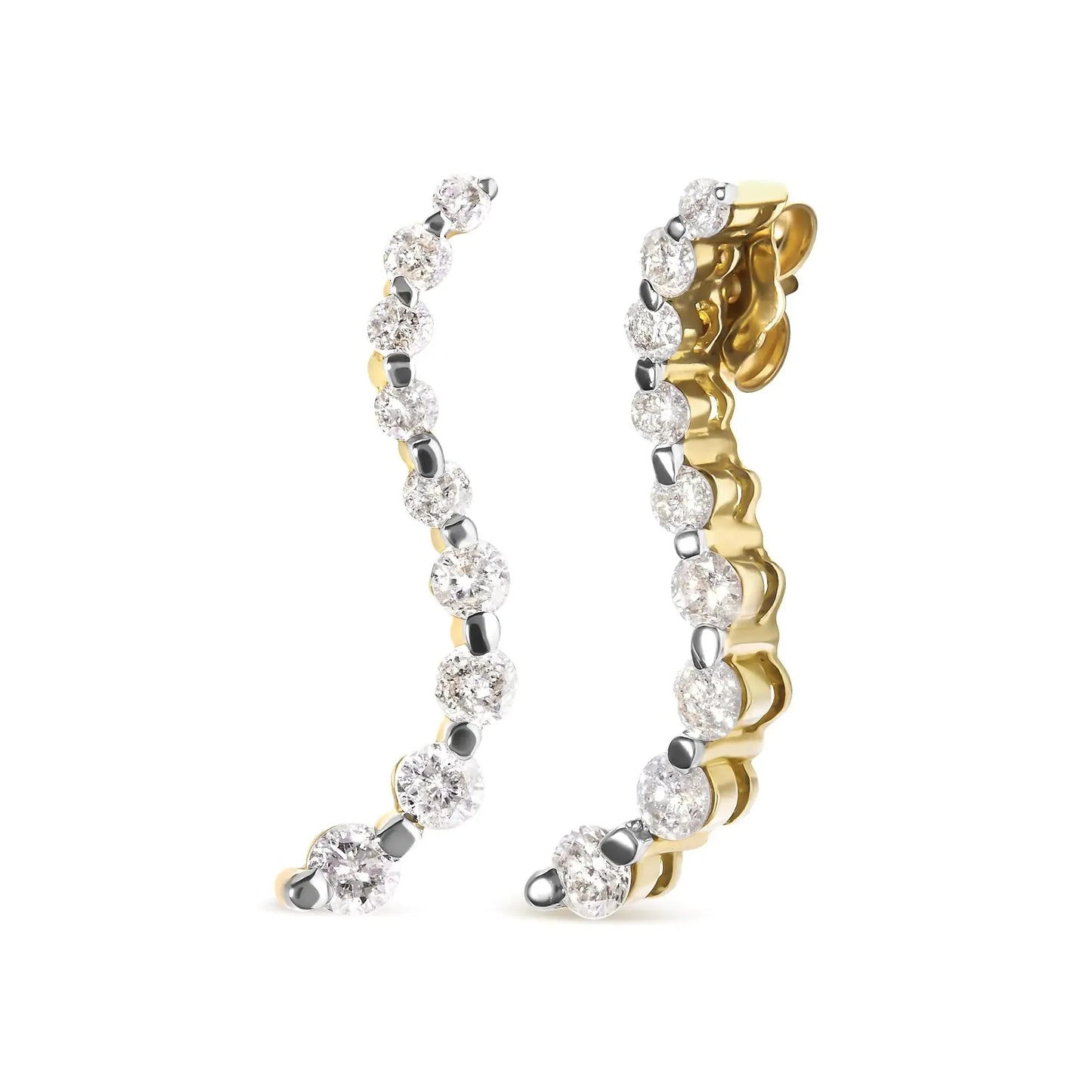 Pendientes de Stud de Diamante en Forma de Viaje de Oro Amarillo de 14K