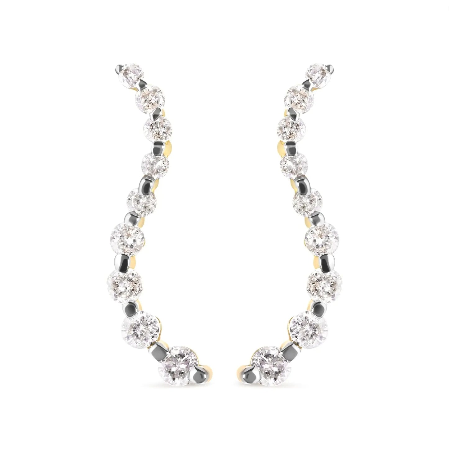 Pendientes de Stud de Diamante en Forma de Viaje de Oro Amarillo de 14K