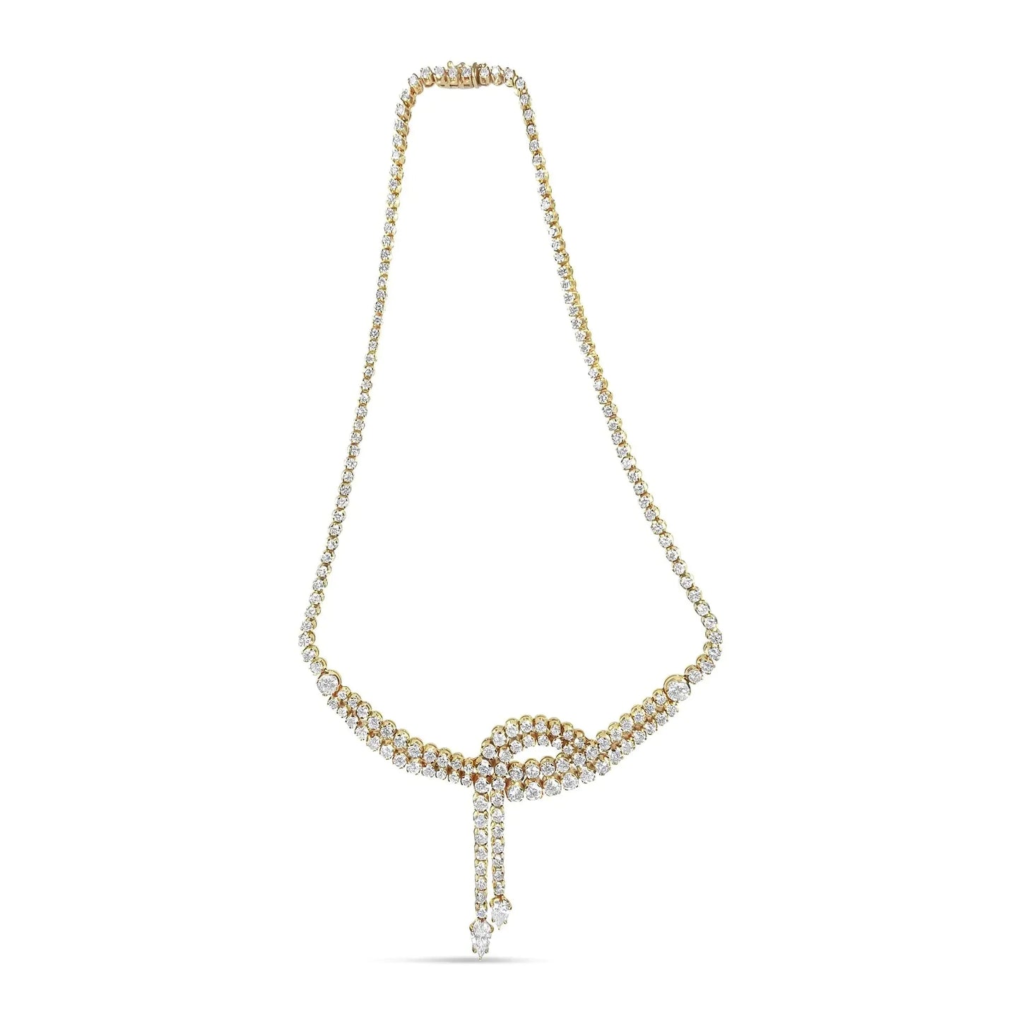 Collar Lariat de Diamantes de Oro Amarillo de 14k de Doble Fila