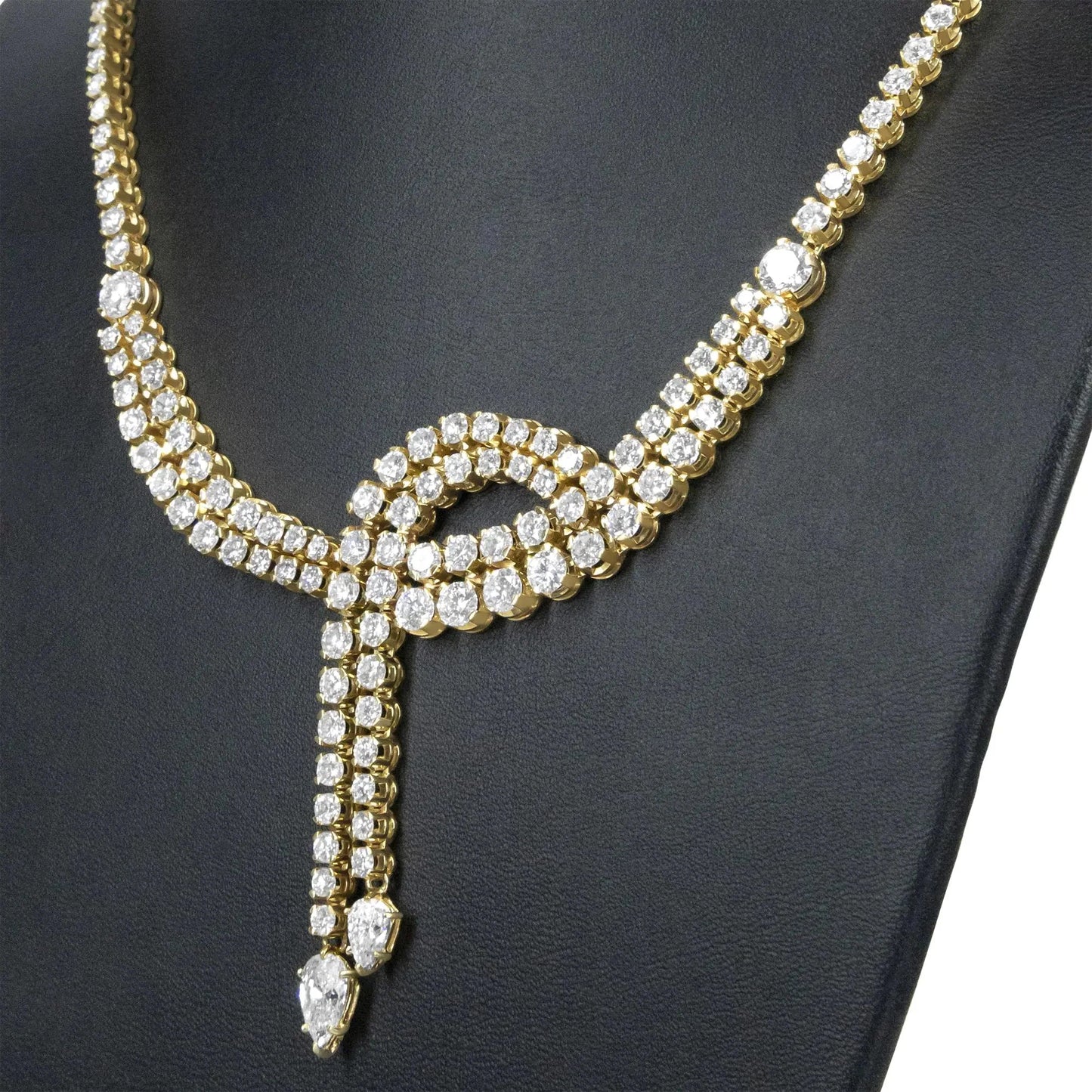 Collar Lariat de Diamantes de Oro Amarillo de 14k de Doble Fila