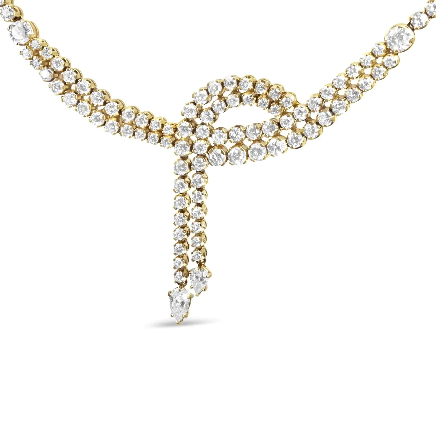 Collar Lariat de Diamantes de Oro Amarillo de 14k de Doble Fila