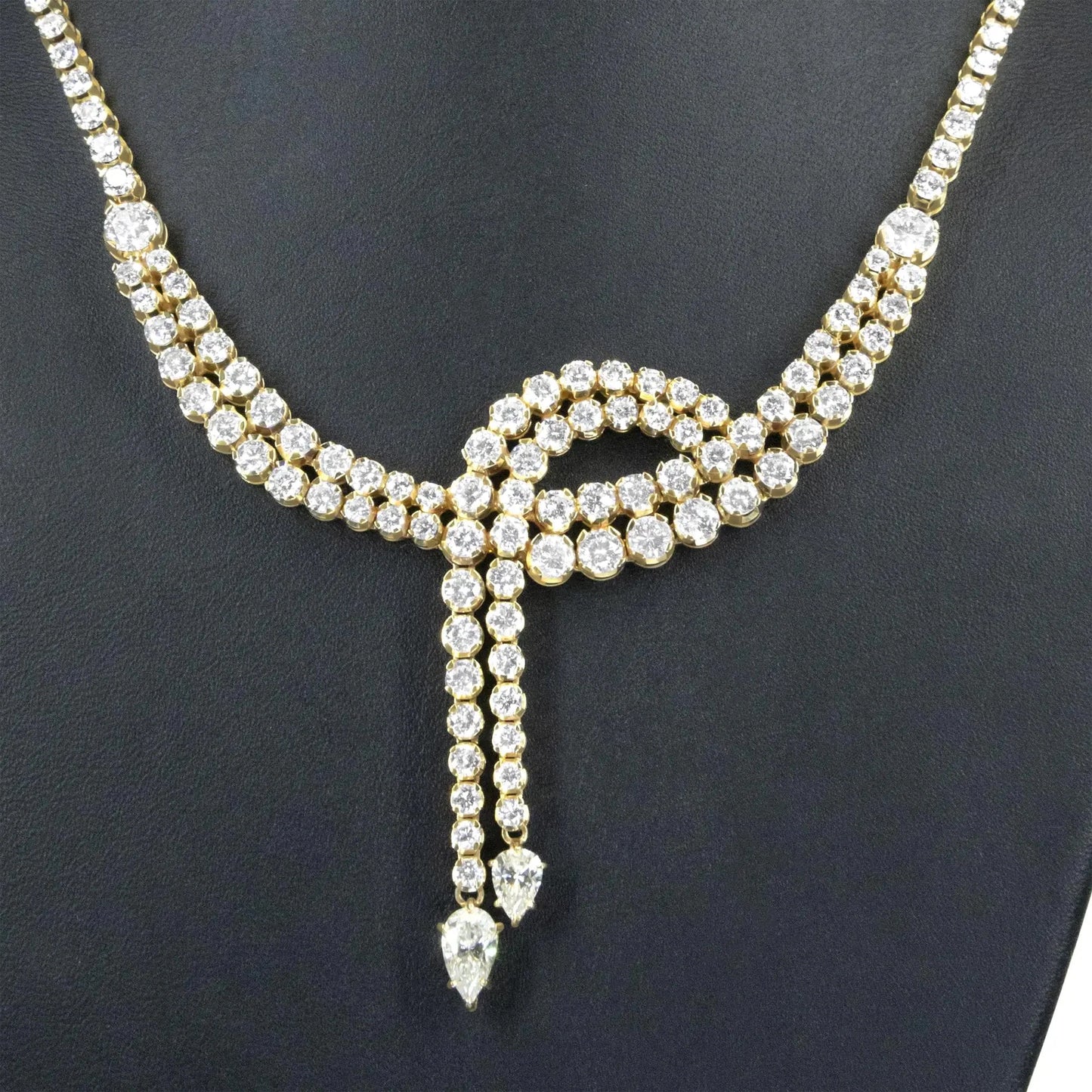 Collar Lariat de Diamantes de Oro Amarillo de 14k de Doble Fila