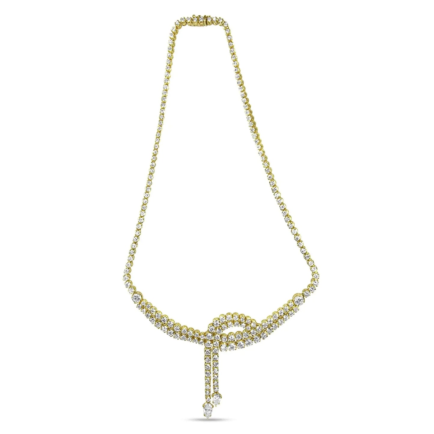 Collar Lariat de Diamantes de Oro Amarillo de 14k de Doble Fila