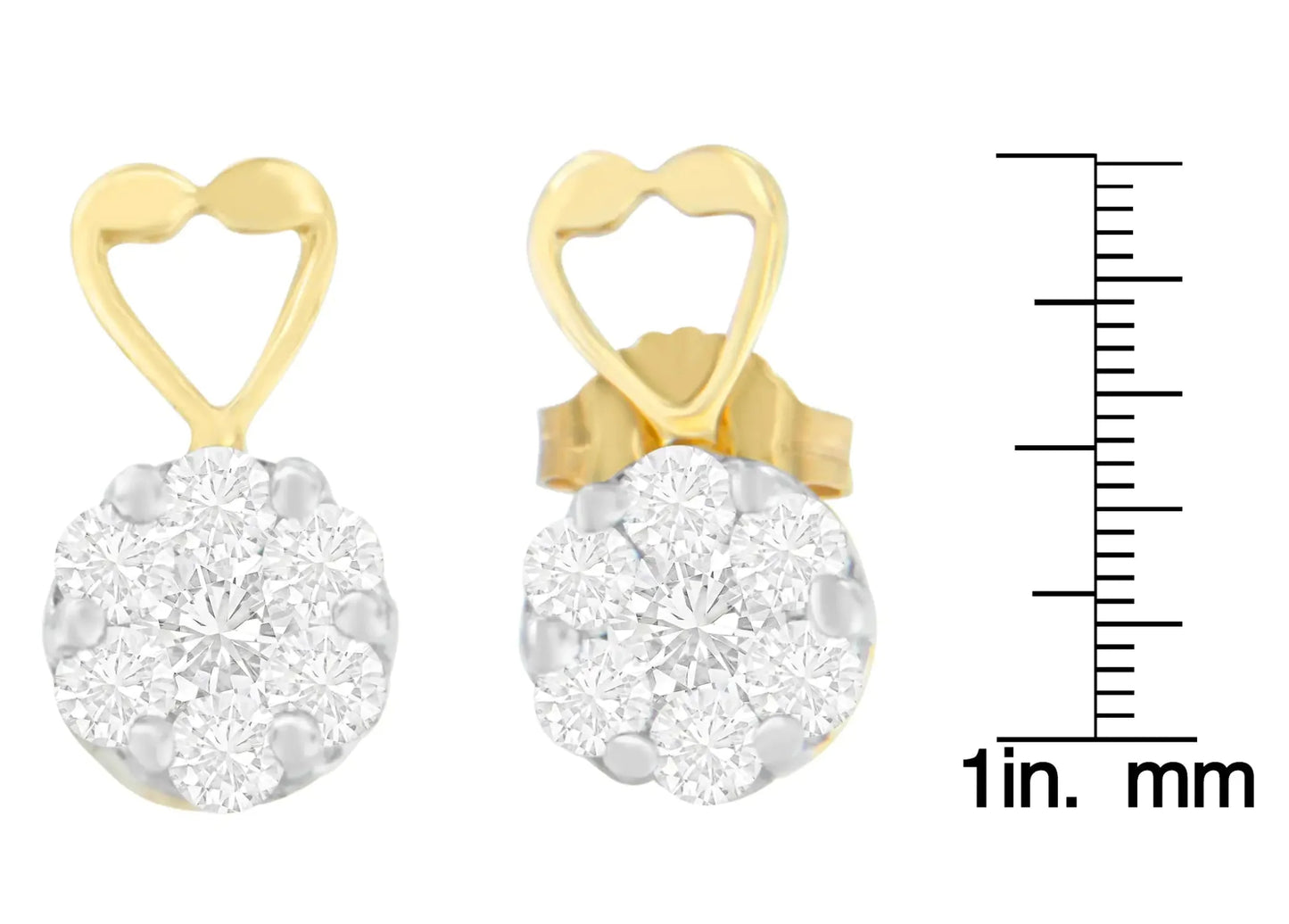 Pendientes de Diamantes Cortados en Redondo de Oro Amarillo de 14K