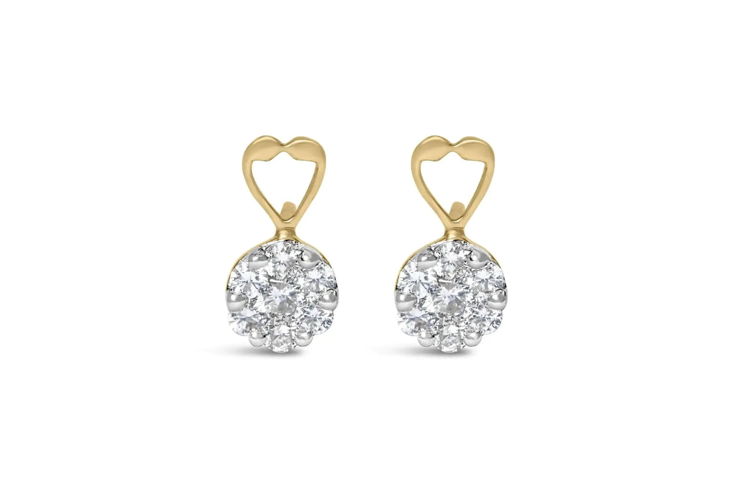 Pendientes de Diamantes Cortados en Redondo de Oro Amarillo de 14K