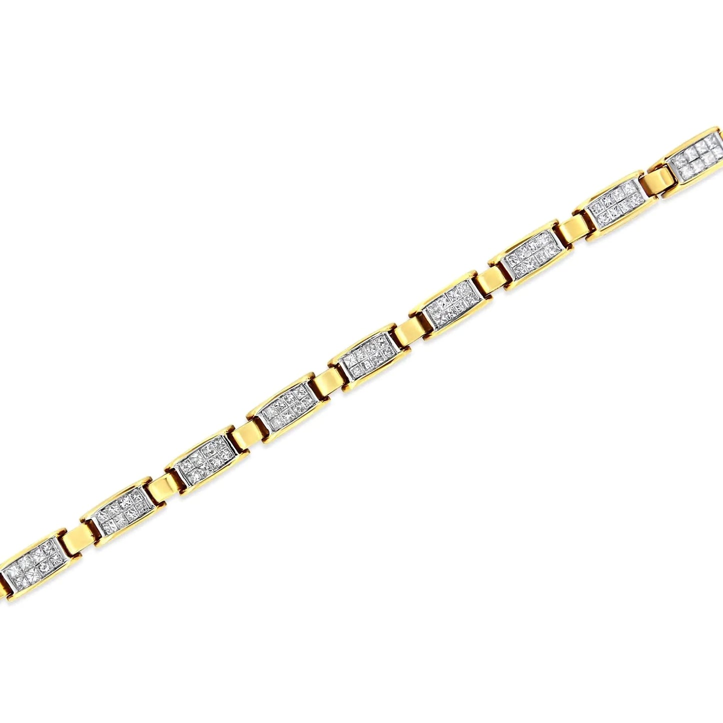 Pulsera de Tenis de Diamantes en Oro Amarillo de 14K con Corte Princesa - 7.25"