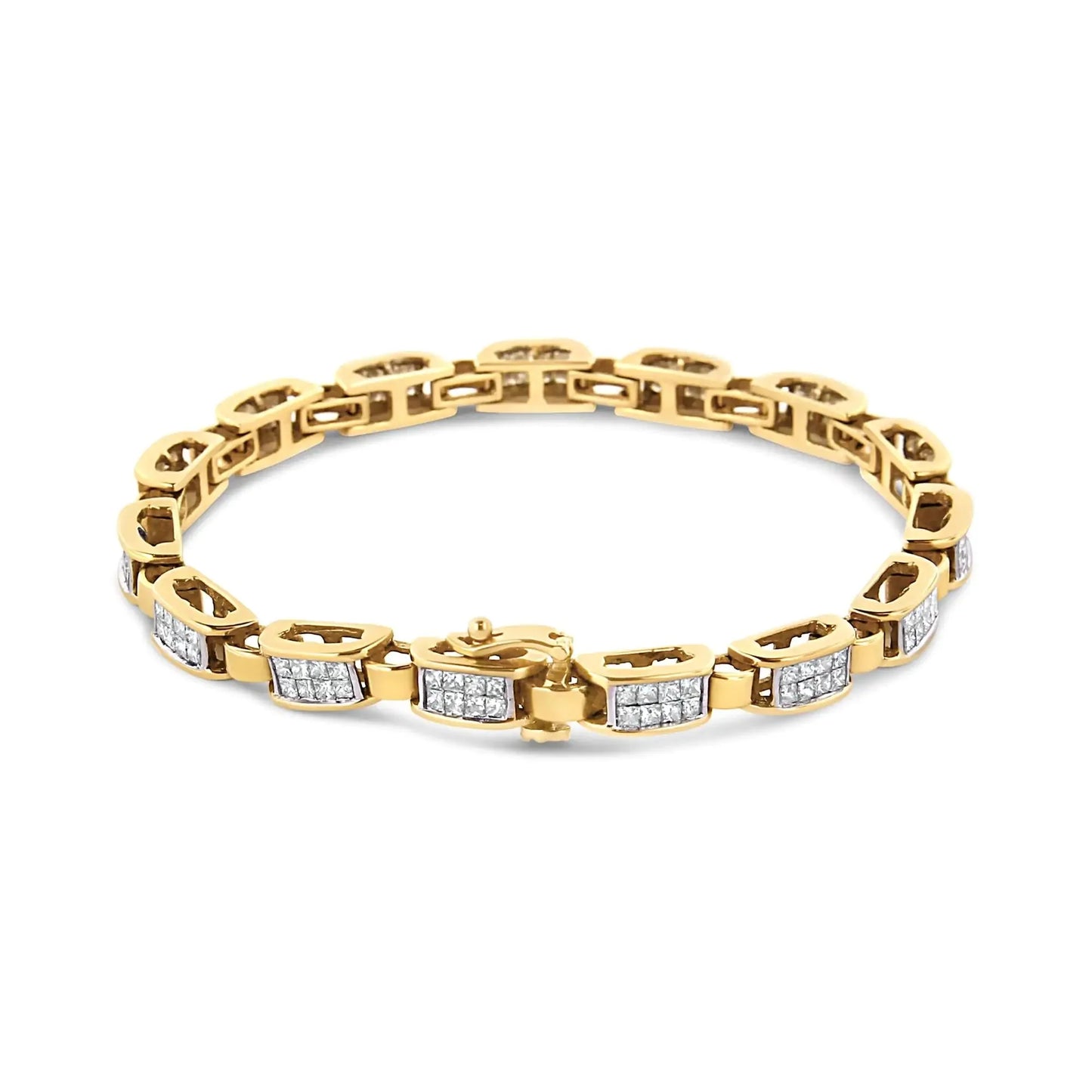 Pulsera de Tenis de Diamantes en Oro Amarillo de 14K con Corte Princesa - 7.25"