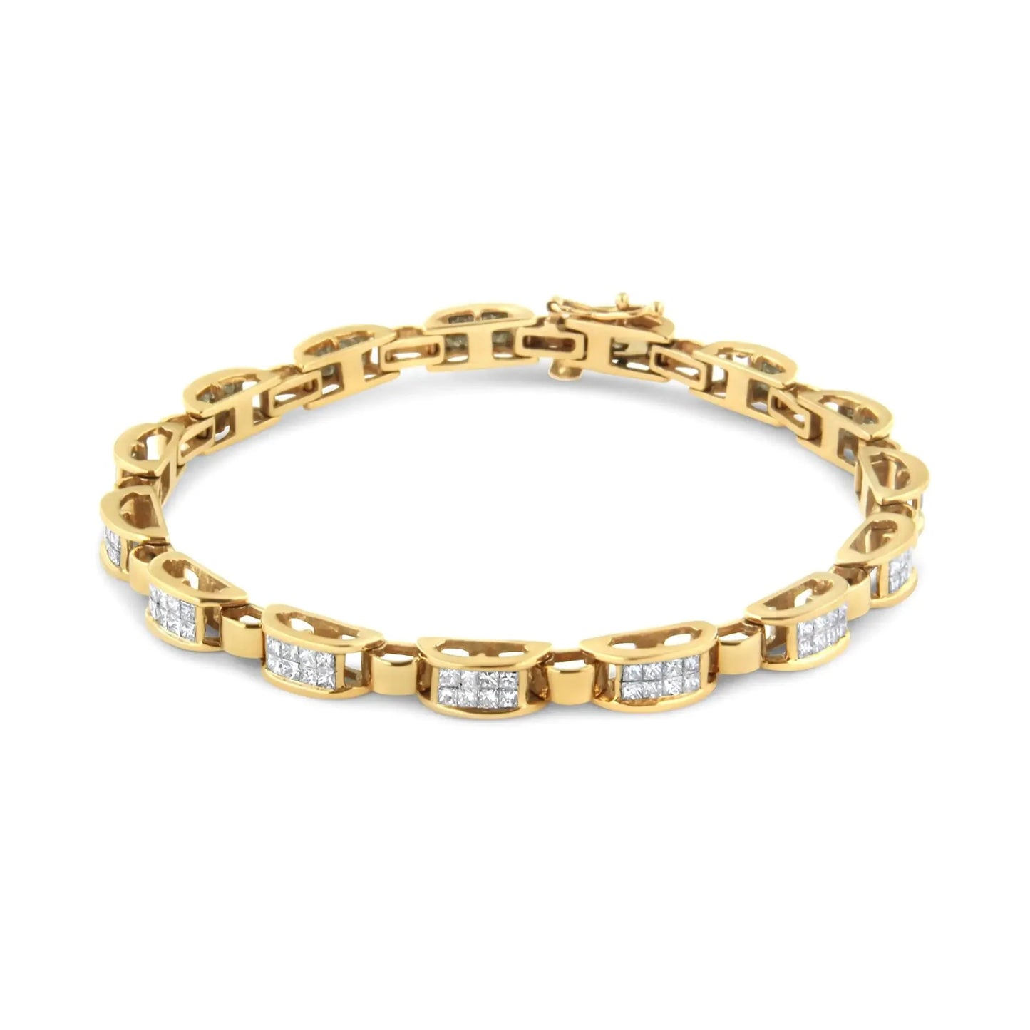 Pulsera de Tenis de Diamantes en Oro Amarillo de 14K con Corte Princesa - 7.25"