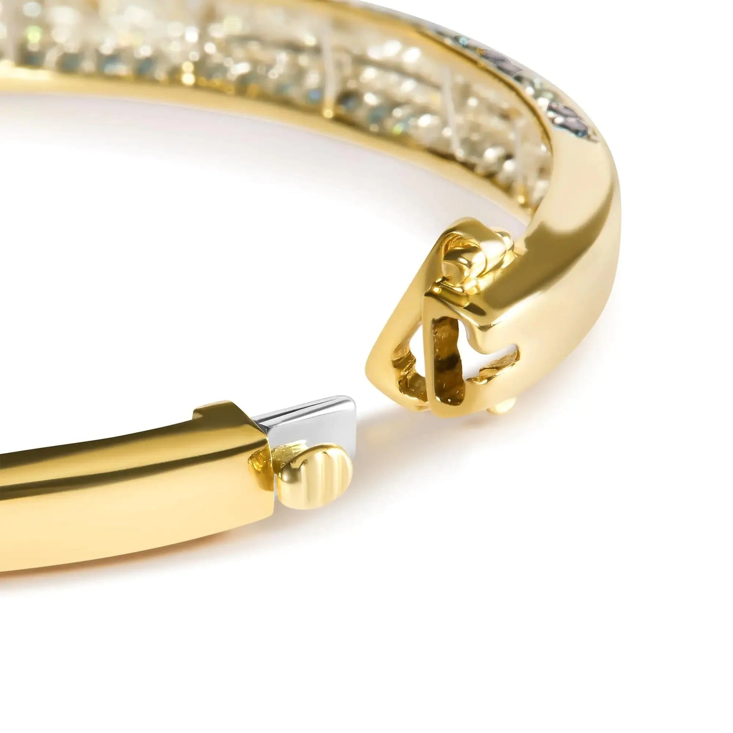 Pulsera de Brazalete de Diamantes Azules y Blancos de Oro Amarillo de 14K - Tamaño 7