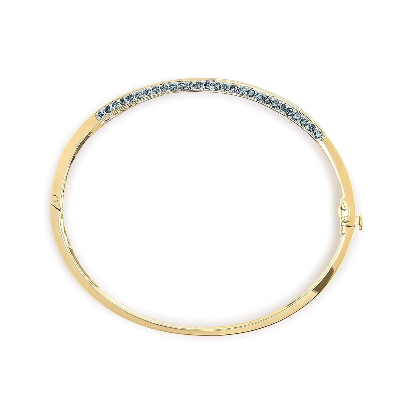 Pulsera de Brazalete de Diamantes Azules y Blancos de Oro Amarillo de 14K - Tamaño 7