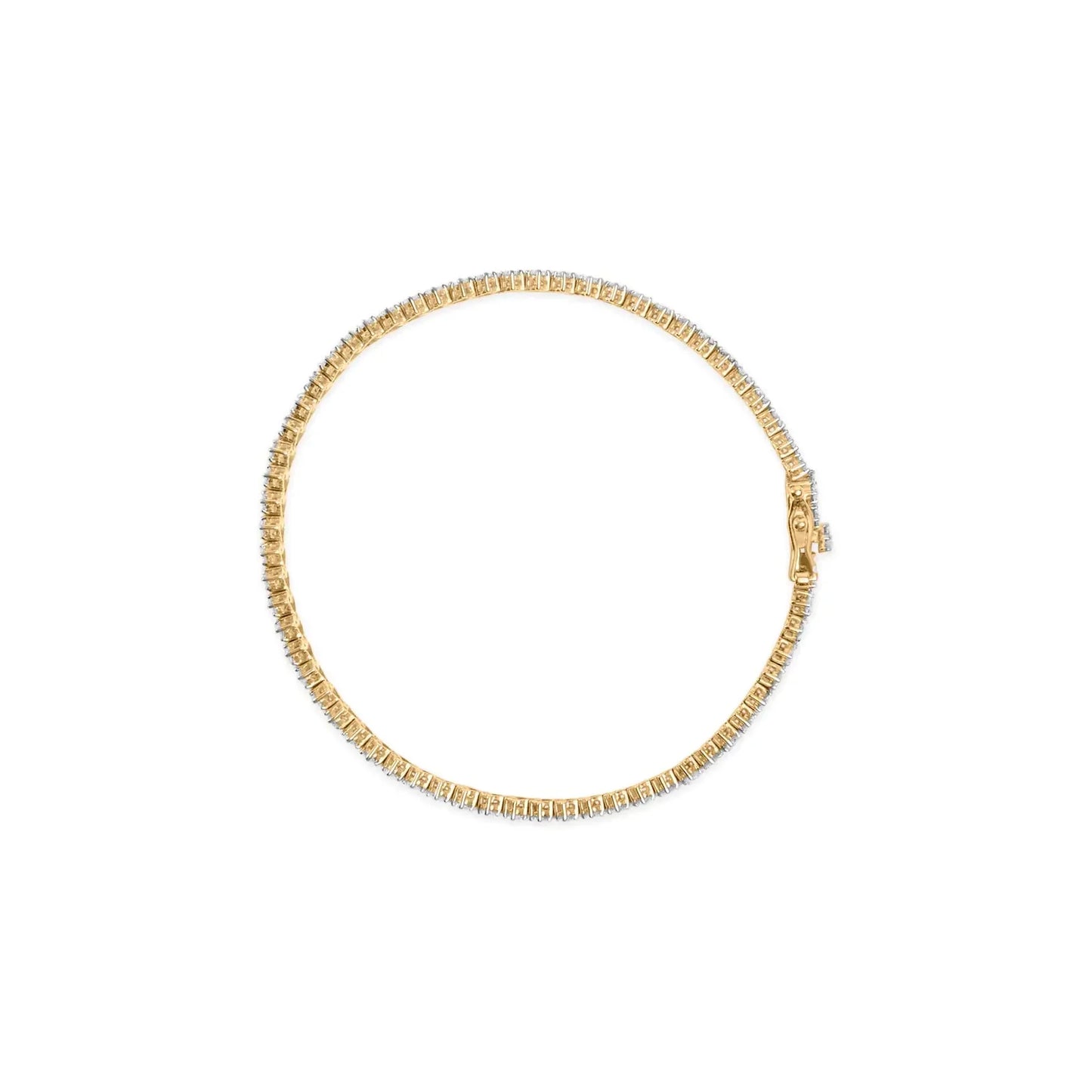 14K Yellow Gold Diamond Trio Cluster Link Bracelet - 7"