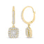 Boucles d'oreilles pendantes en diamant halo en or jaune 14K