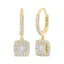 Boucles d'oreilles pendantes en diamant halo en or jaune 14K
