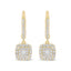 Boucles d'oreilles pendantes en diamant halo en or jaune 14K