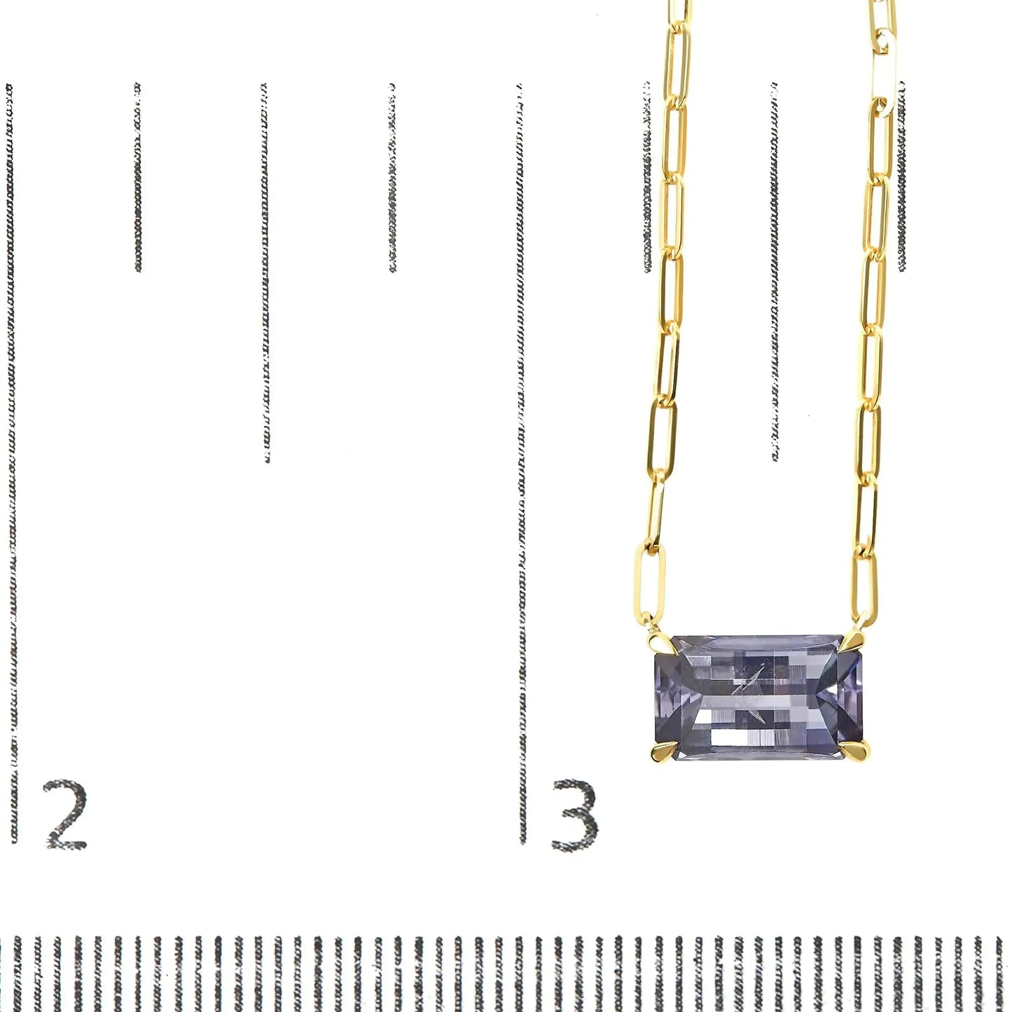 14K Yellow Gold Pixel Cut Emerald Bicolor Tanzanite Pendant Necklace