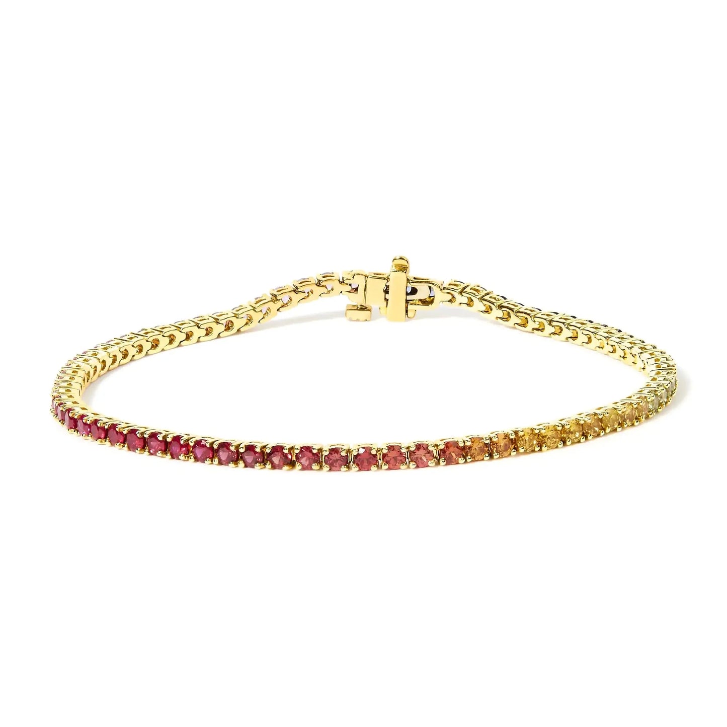 Pulsera de Tenis de Gemas Arcoíris de Oro Amarillo de 14K - 7"