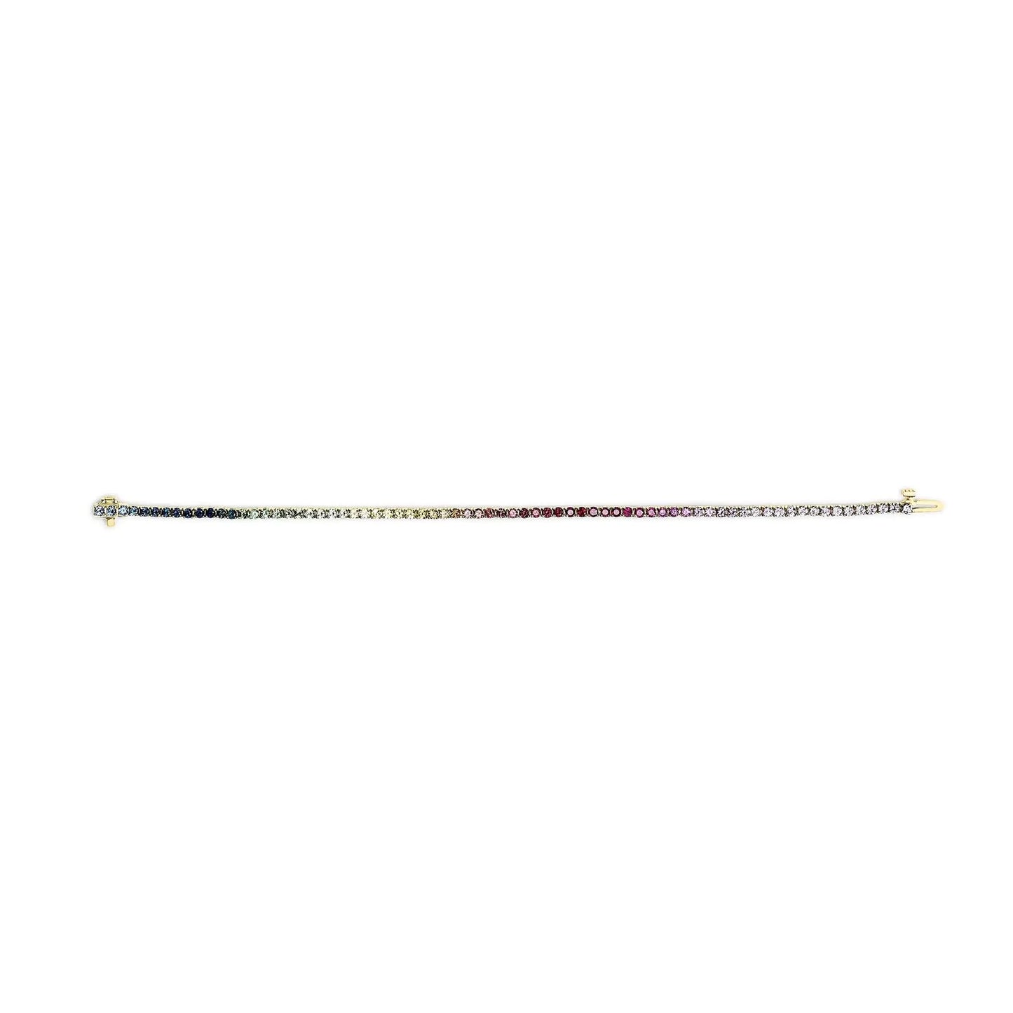 Pulsera de Tenis de Gemas Arcoíris de Oro Amarillo de 14K - 7"