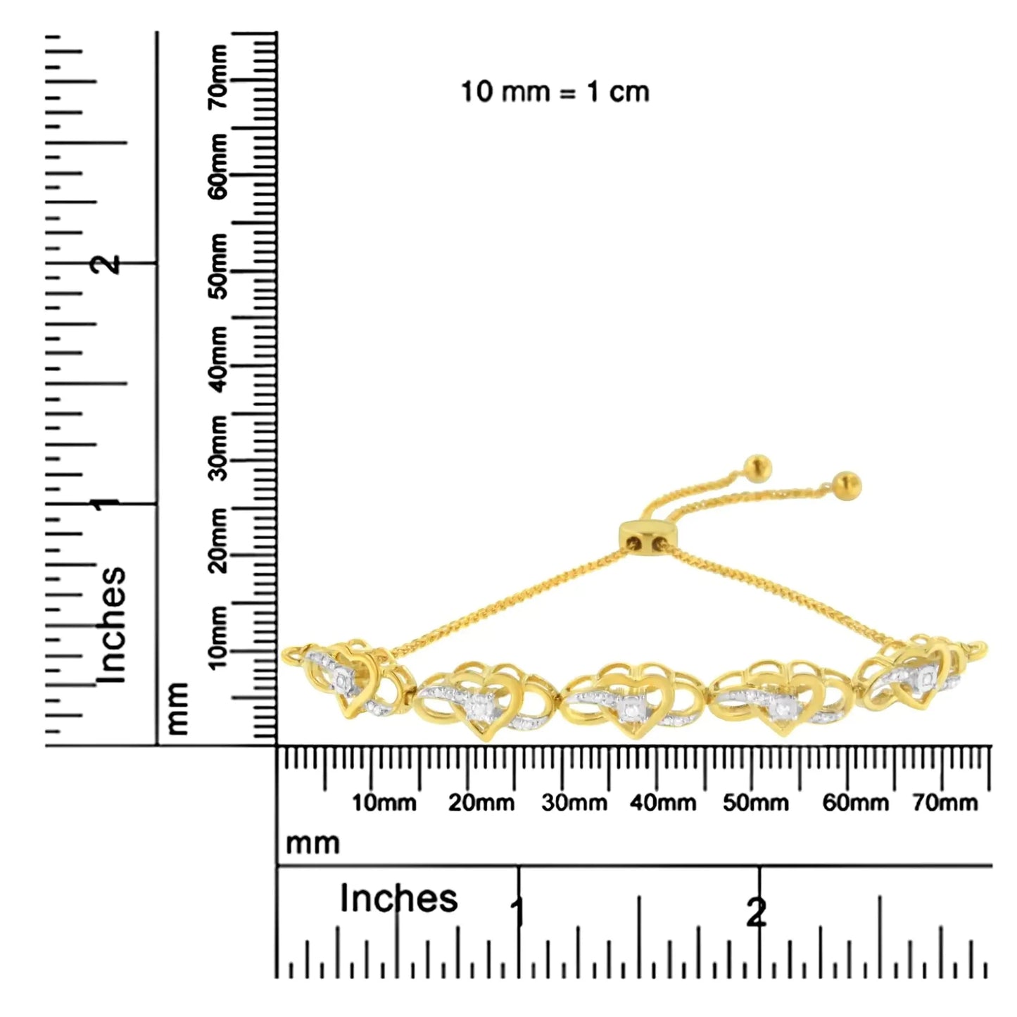 14K Yellow Gold Plated Diamond Infinity Heart Bolo Bracelet