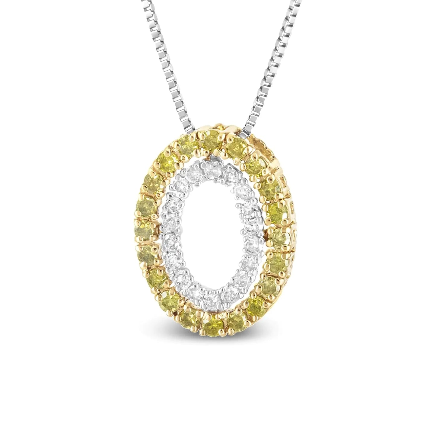 Collier Pendentif en Argent Sterling Plaqué Or Jaune 14K avec Diamants