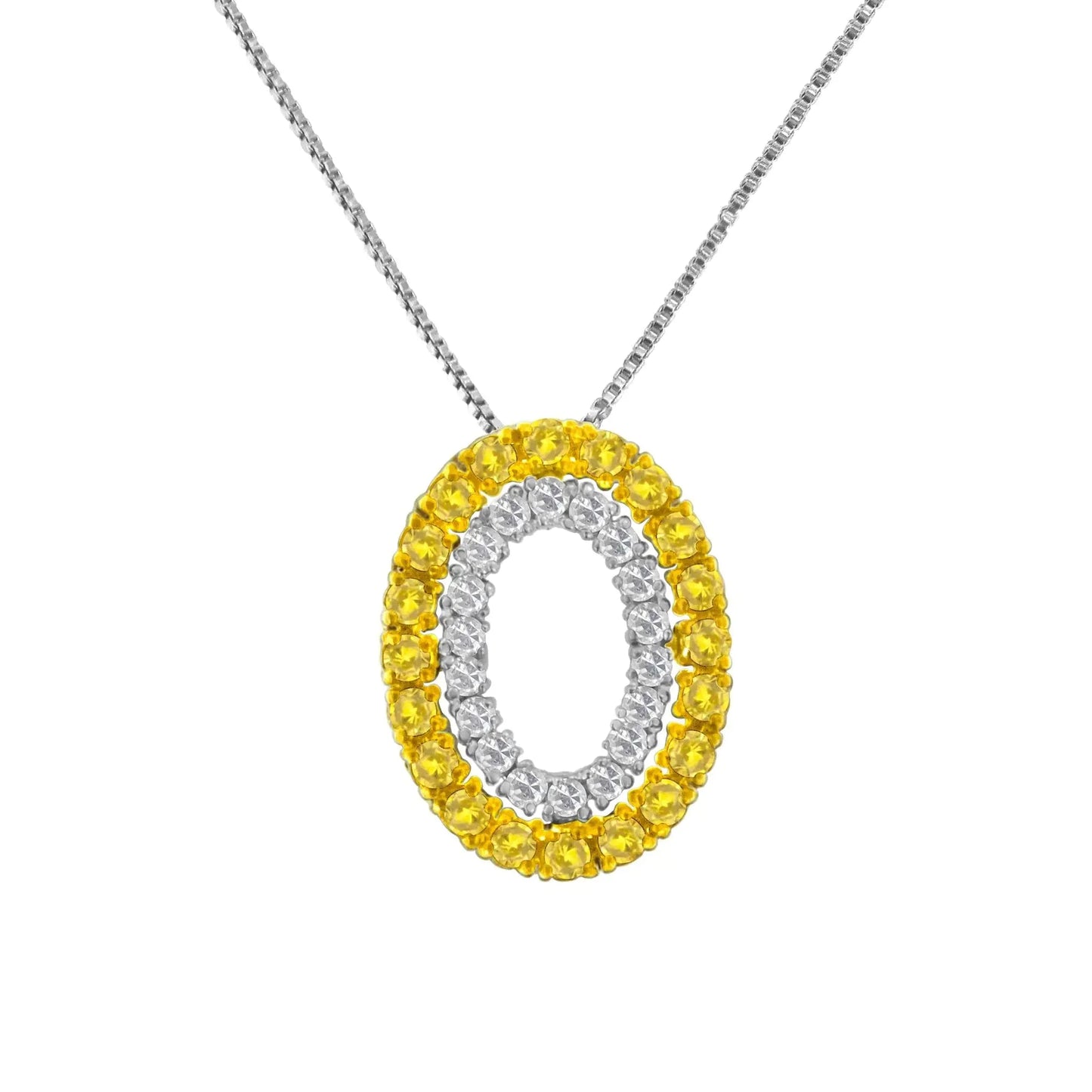 Collier Pendentif en Argent Sterling Plaqué Or Jaune 14K avec Diamants