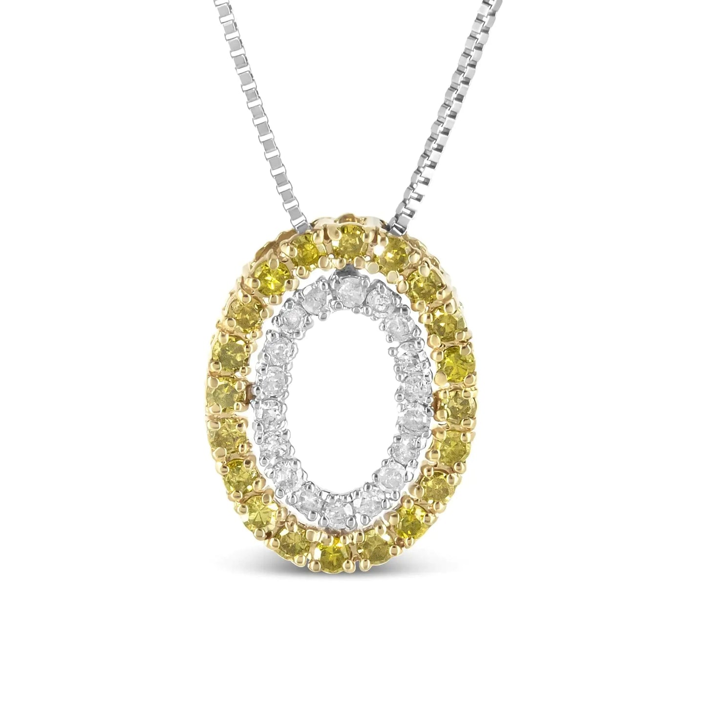 Collier Pendentif en Argent Sterling Plaqué Or Jaune 14K avec Diamants