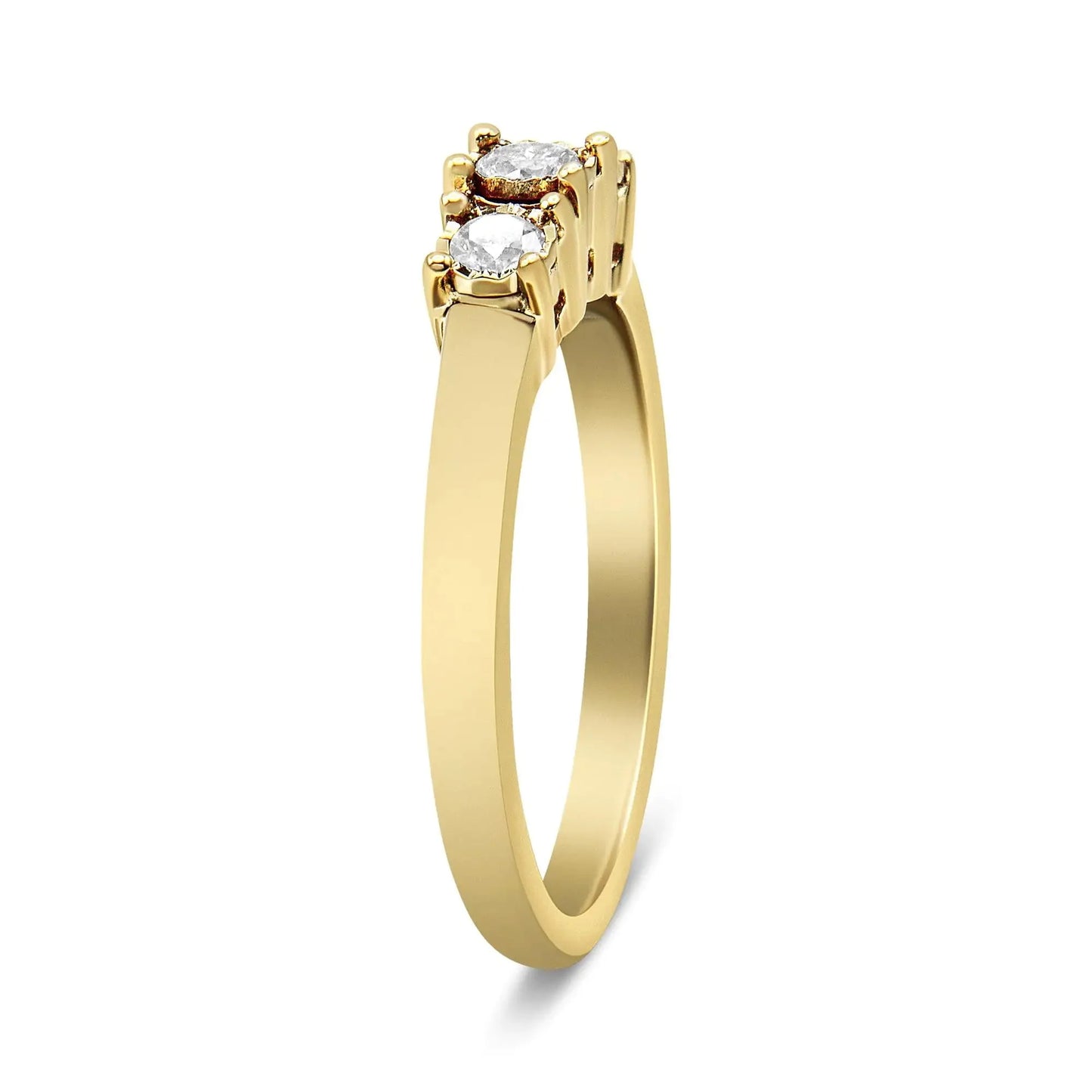 Bague en Argent Sterling Plaqué Or Jaune 14K avec 3 Diamants