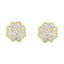 Boucles d'oreilles en diamant floral plaquées or jaune 14 carats