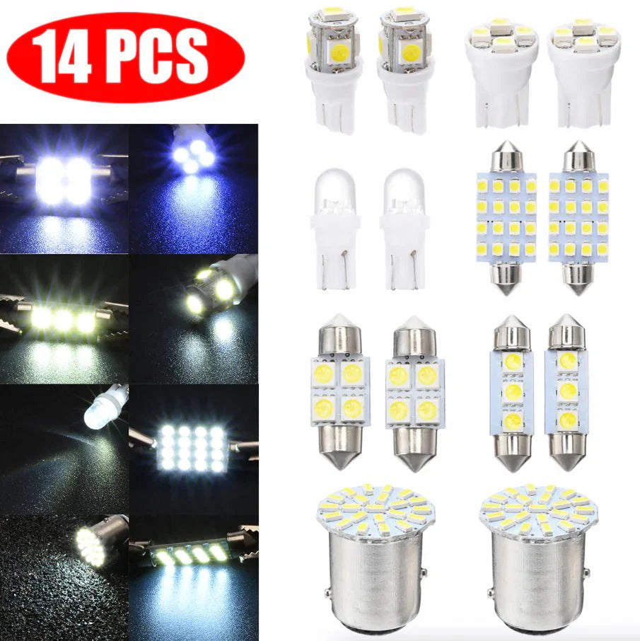 Kit d'éclairage intérieur LED T10 36 mm de 14 pièces