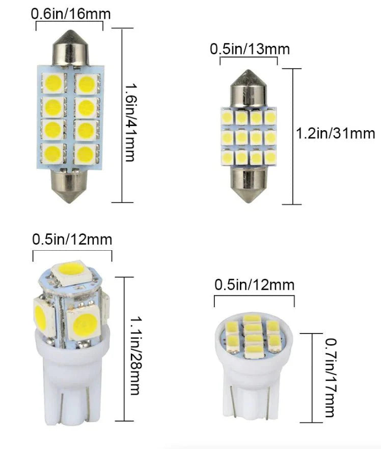 Kit d'éclairage intérieur LED T10 36 mm de 14 pièces