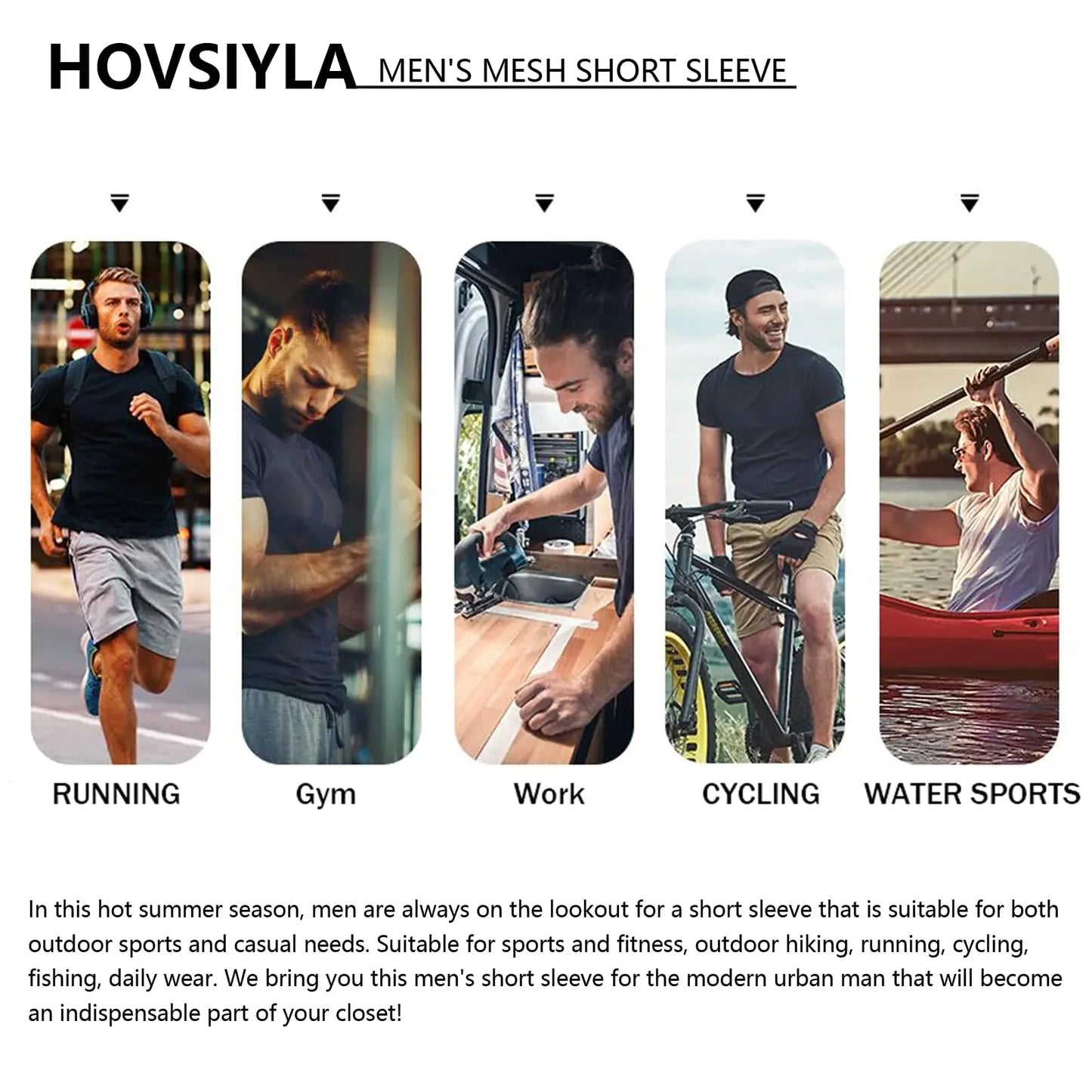5-Pack Men's Running Shirts - Breathable Athletic Tops