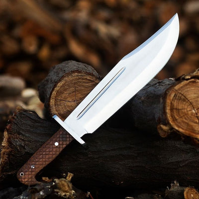 Collins & Co. Premium Bowie Knife – 15.5" D2 Steel Blade with Elegant Rosewood Handle & Leather Sheath - Korvel