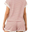 Striped Chic Plus Size Top & Shorts Set