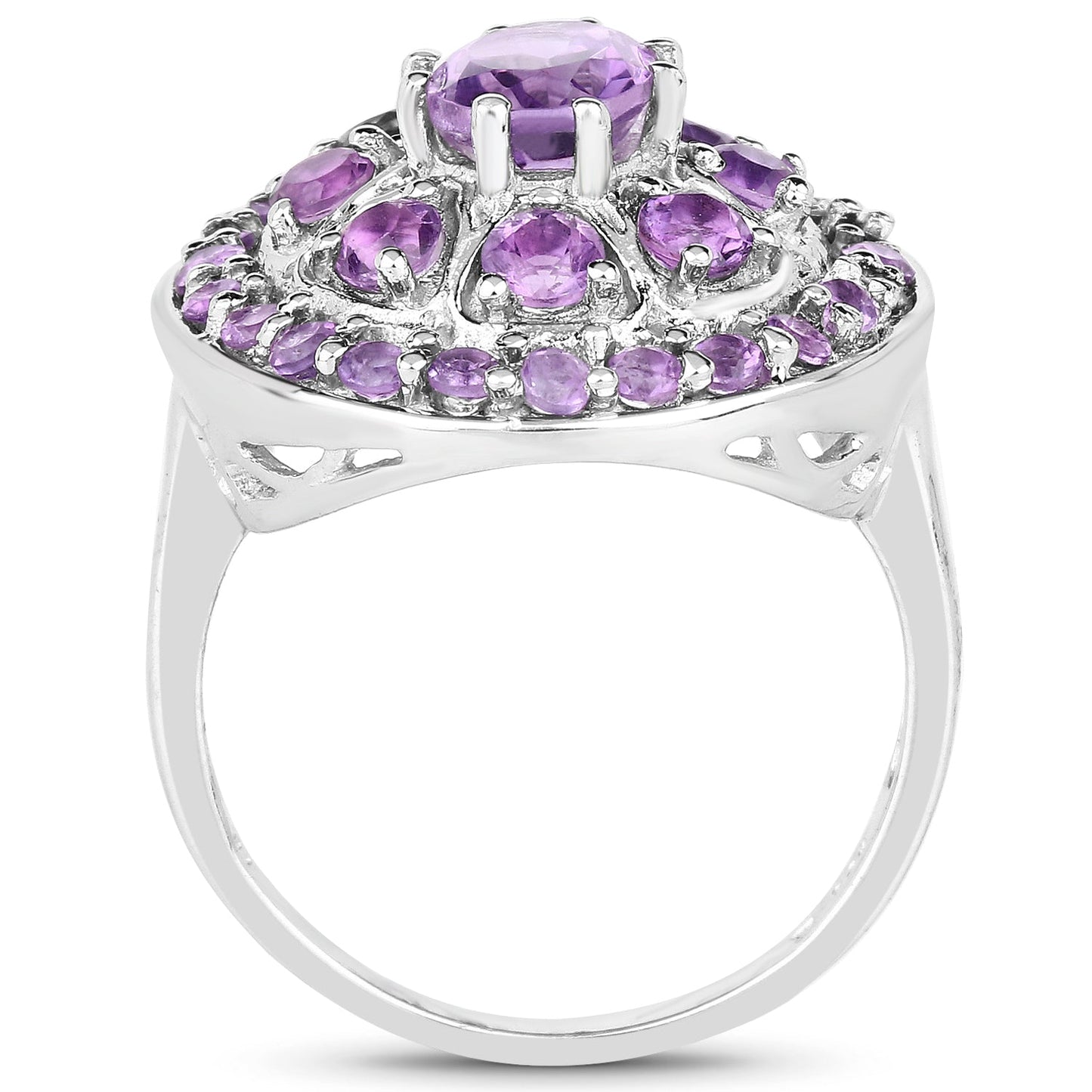 Bague florale en améthyste véritable de 2,67 carats en argent sterling