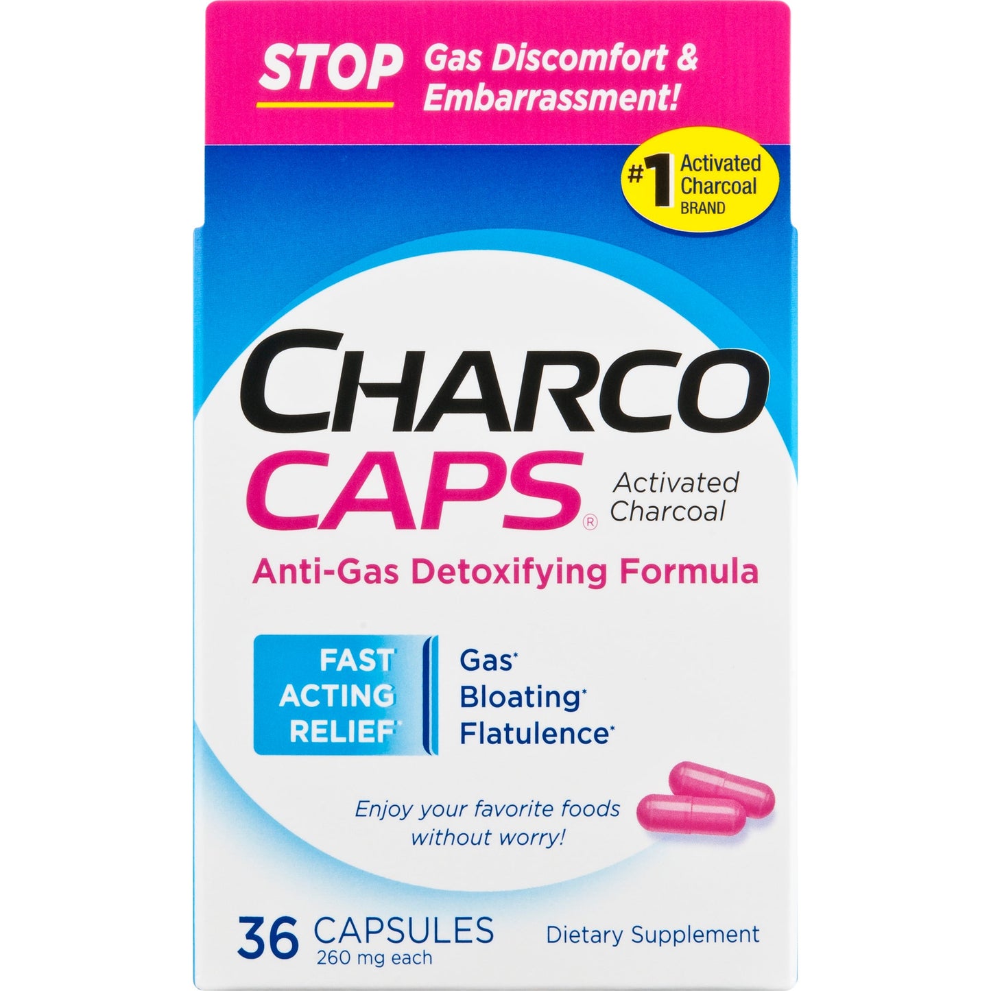 CharcoCaps Charbon Actif 260 mg - 36 Capsules