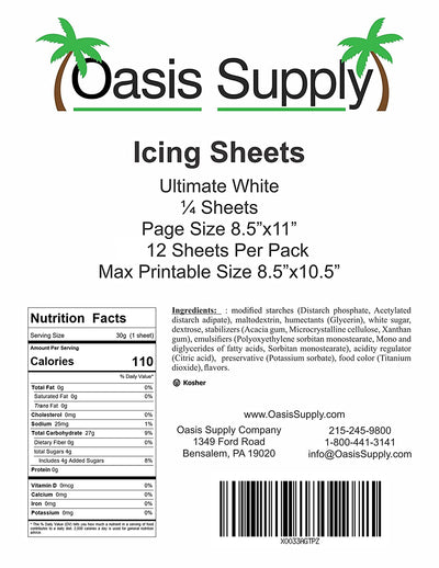 Hojas de Glaseado Ultra Premium Sin Grietas de Oasis Supply - Blancas