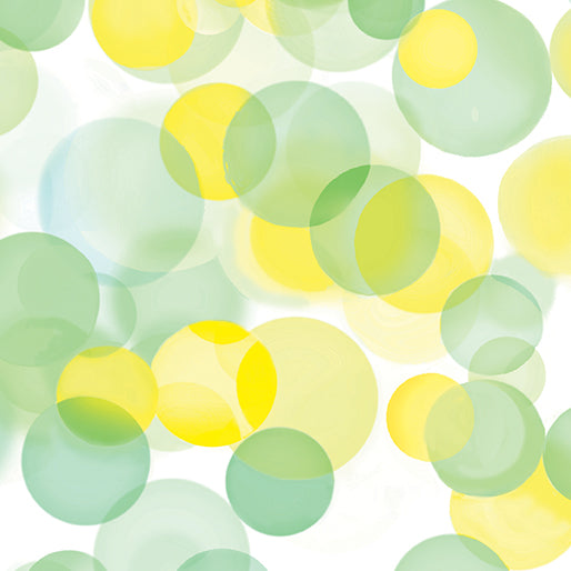 Tissu Large 108" en Coton Citron/Lime à Bulles Jaunes/Vertes