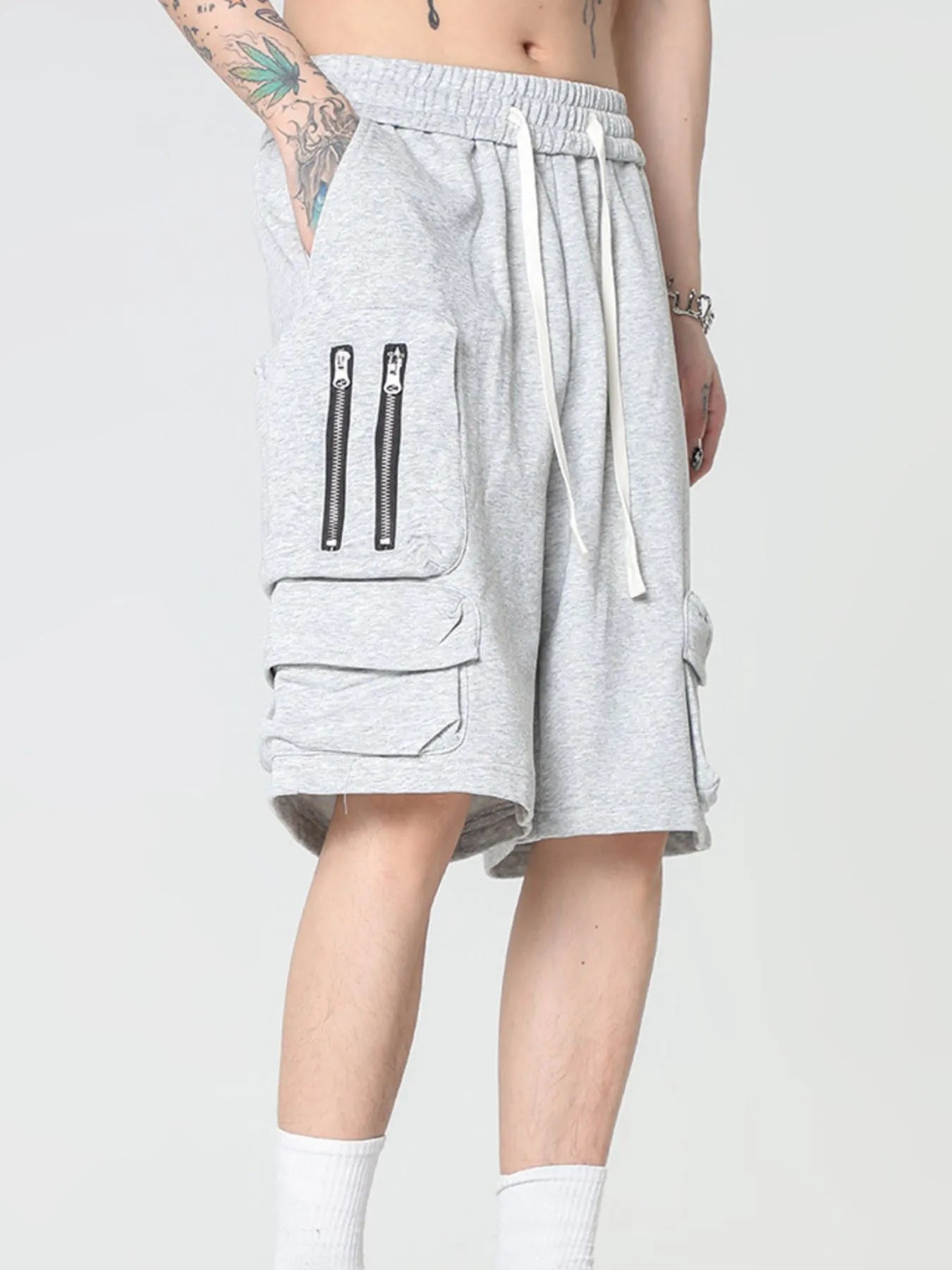 Pantalones cortos cargo urbanos para hombres con cordón